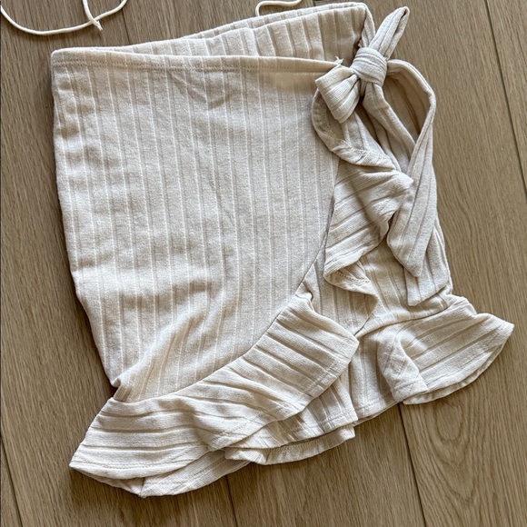 Cream Ribbed Top and Skirt Set - Picture 3 of 3